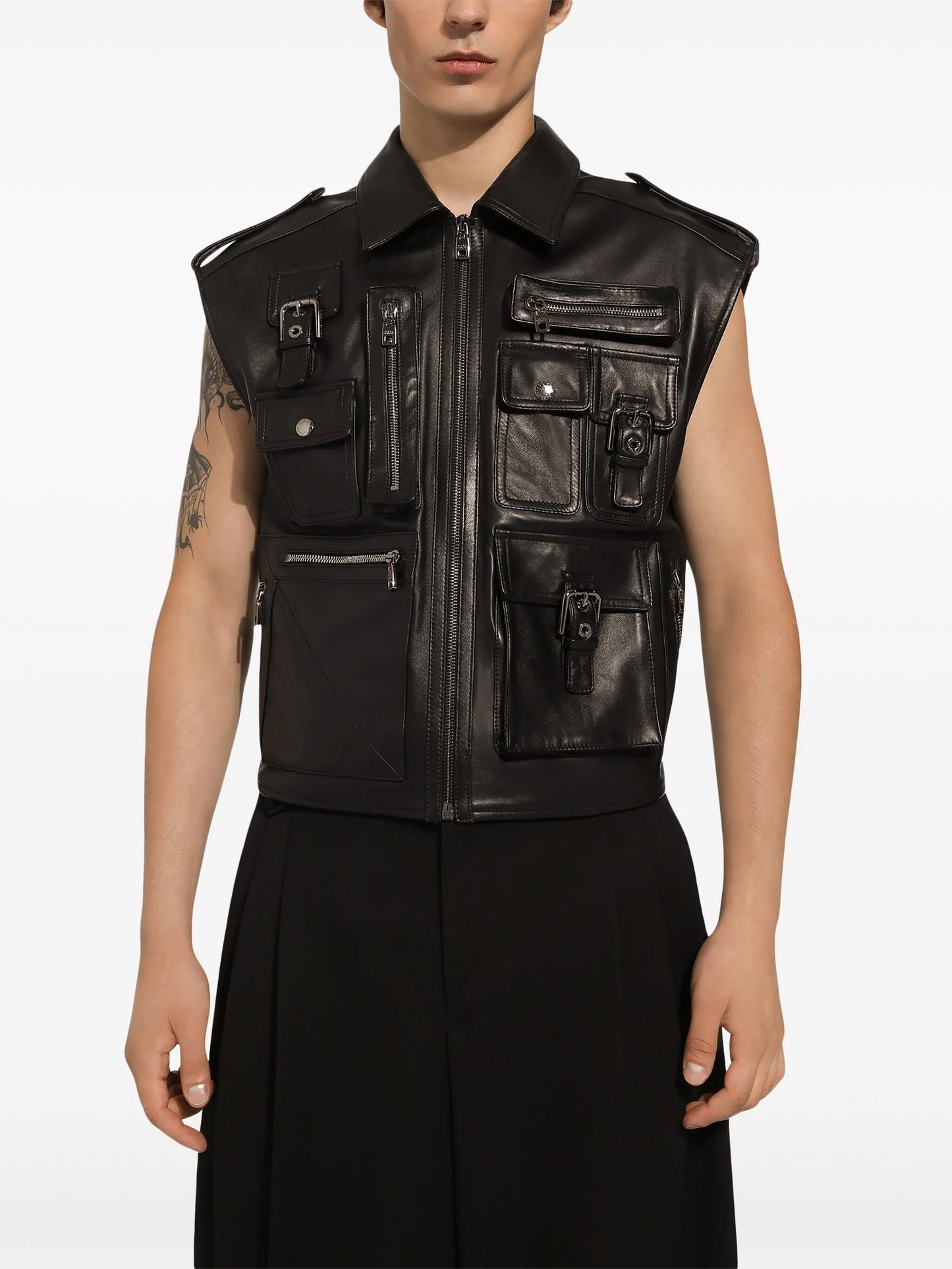 Biker Leather Gilet