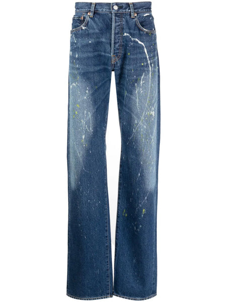 Paint-Splatter Straight-Leg Jeans