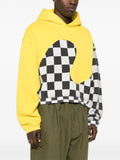 Check-Pattern Panelled Cotton Hoodie