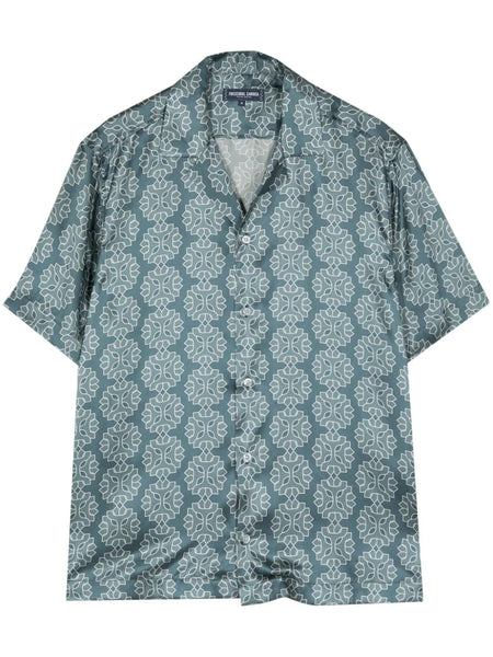 Roberto Medalhao-Print Silk Shirt