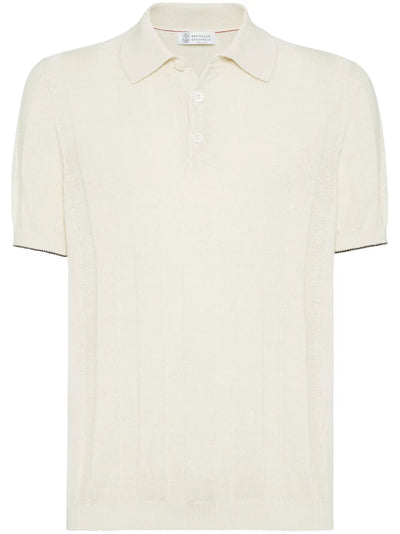 Ribbed-Knit Polo Shirt