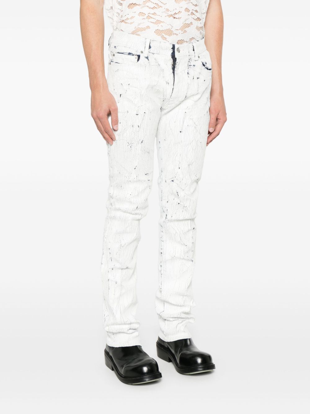 cracked-effect jeans