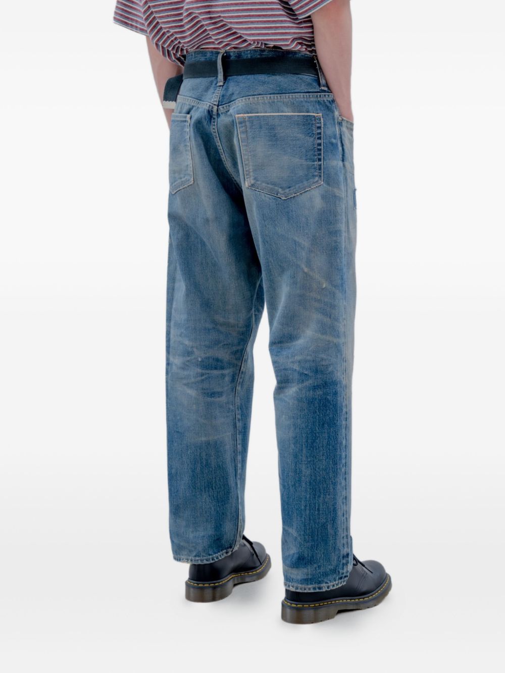 distressed light-wash jeans