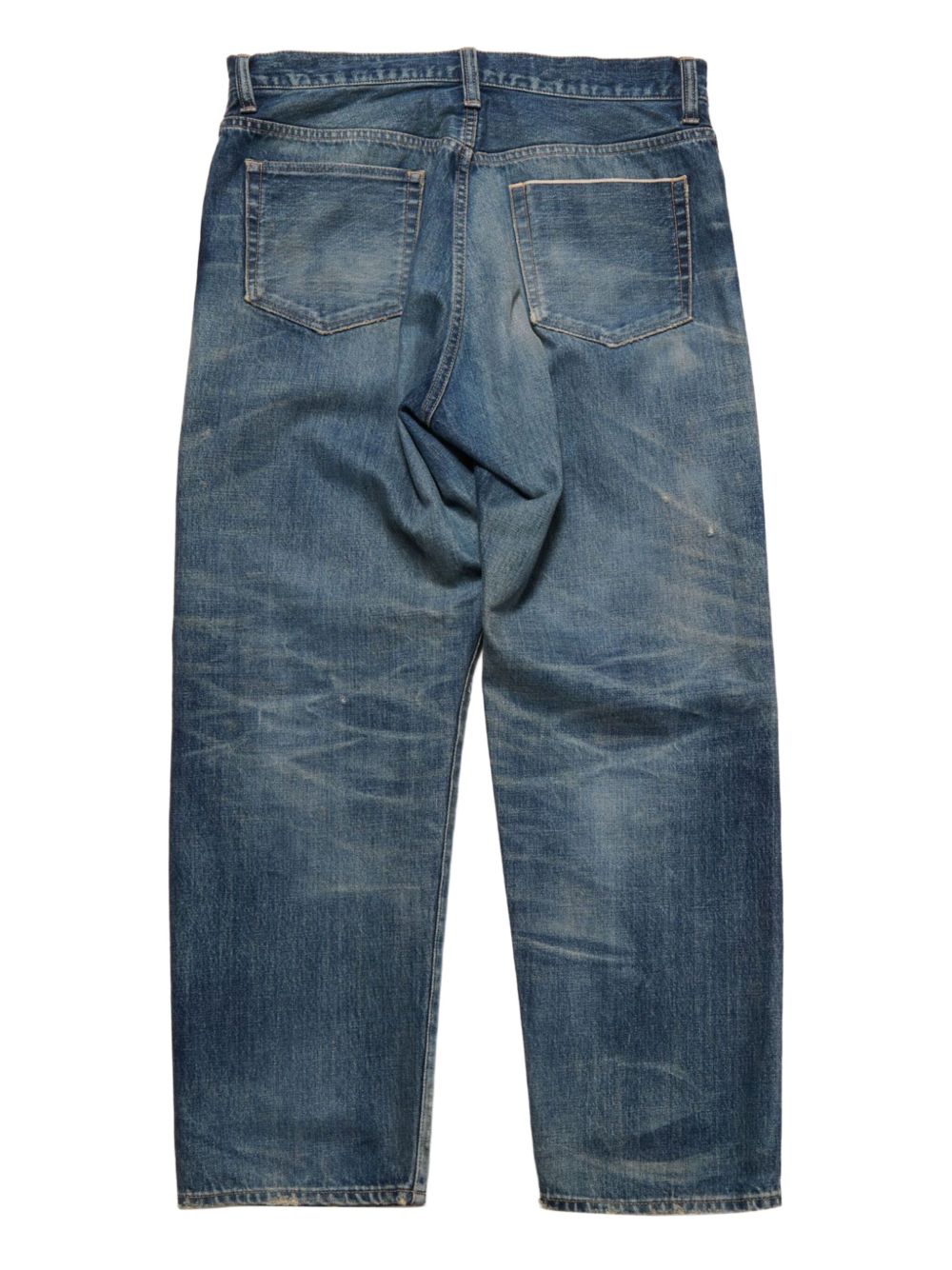 distressed light-wash jeans