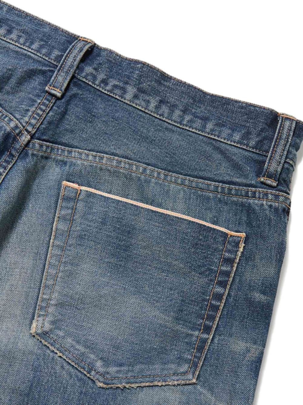 distressed light-wash jeans