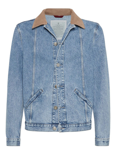 Contrasting-Collar Denim Jacket