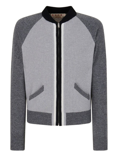 Ribbed-Panel Zip-Up Sweatshirt
