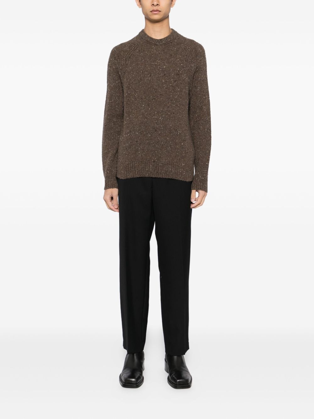 speckled crew-neck sweater