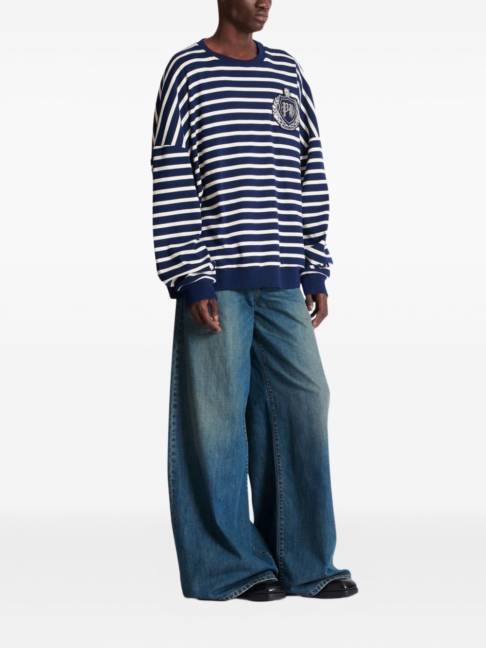 emblem striped sweatshirt