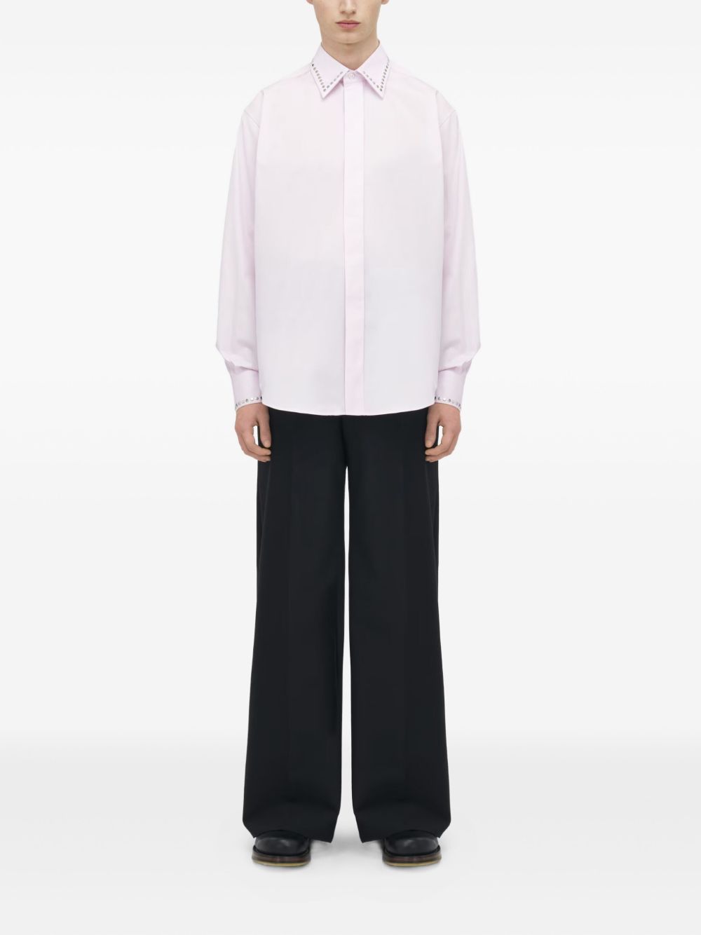 embellished-collar cotton shirt