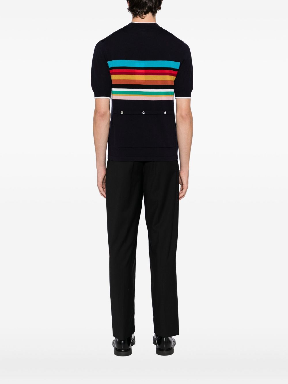 logo-embroidered striped top
