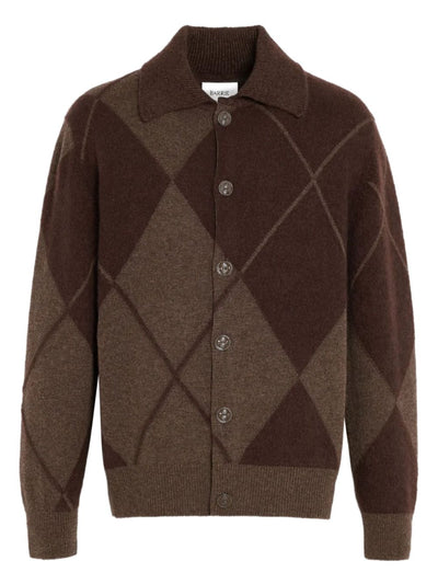Argyle-Pattern Button Cardigan