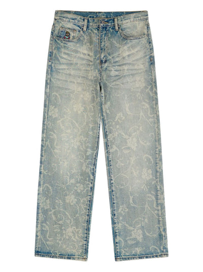 Floral-Pattern Jeans