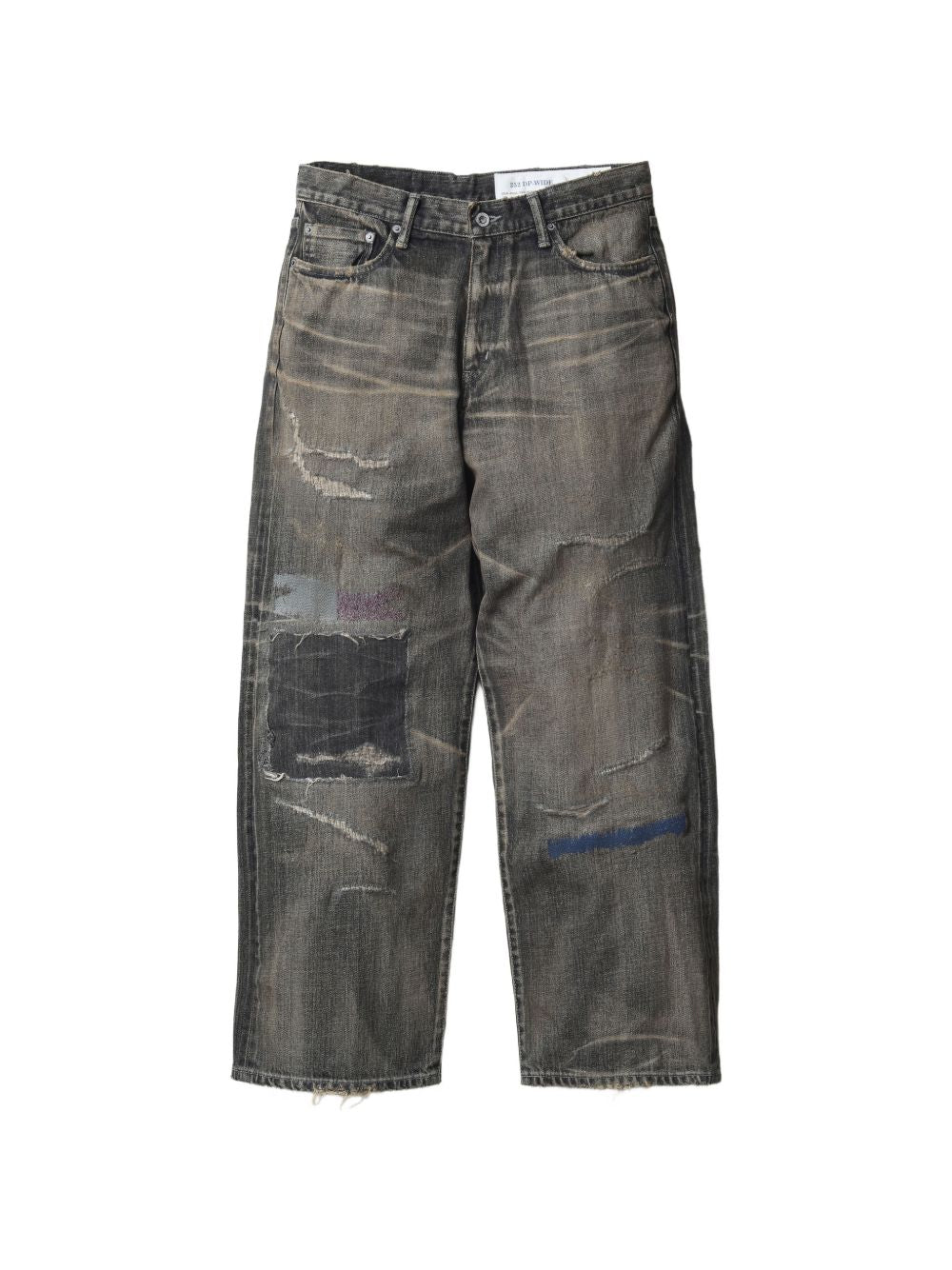 patchwork distressed jeans