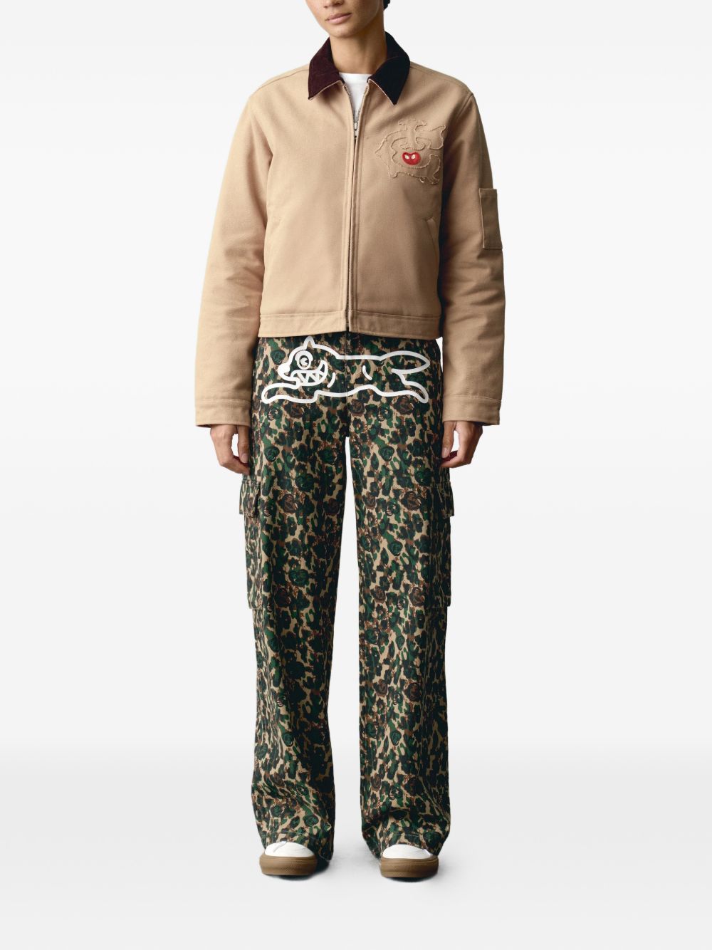 appliqued corduroy-collar jacket