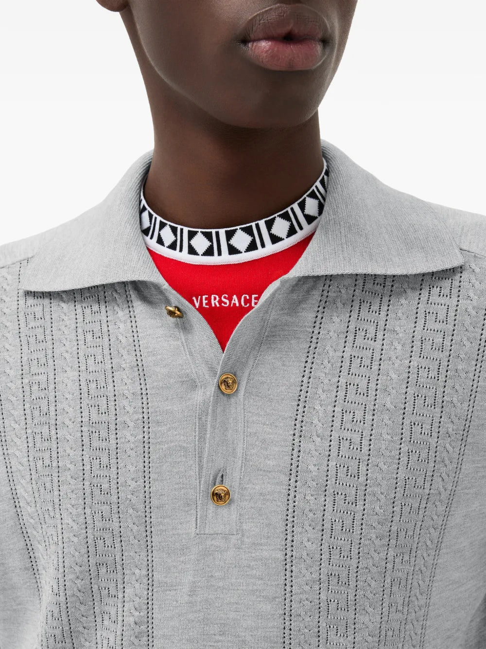 silk-cotton knit polo