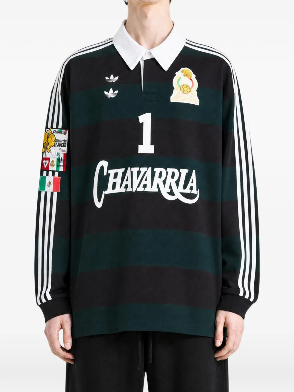 x Willy Chavarria striped long-sleeve rugby polo shirt