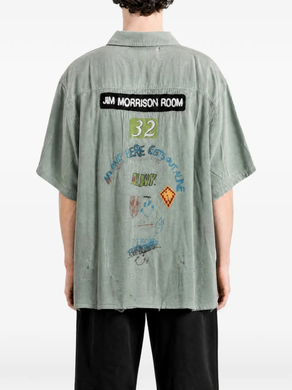 graphic-print raw-cut shirt