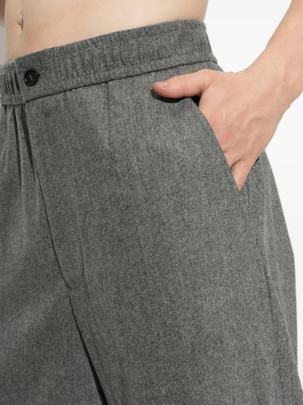 elasticated-waistband turn-up trousers