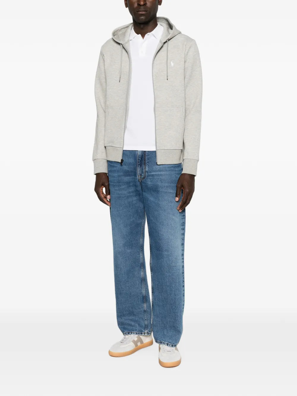 logo-embroidered zip-up hoodie