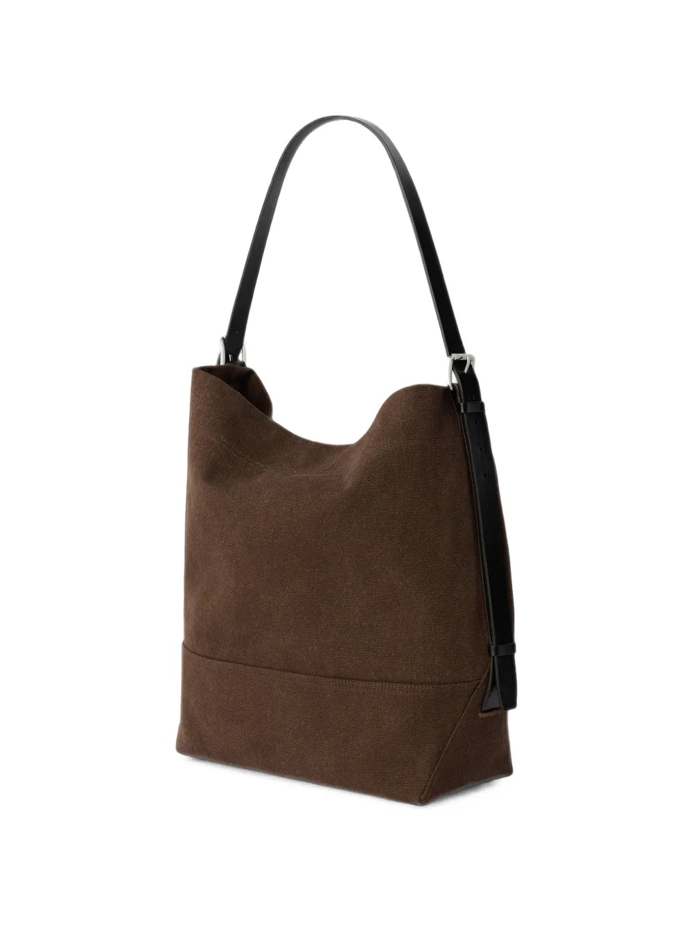 dark brown cotton belted tote