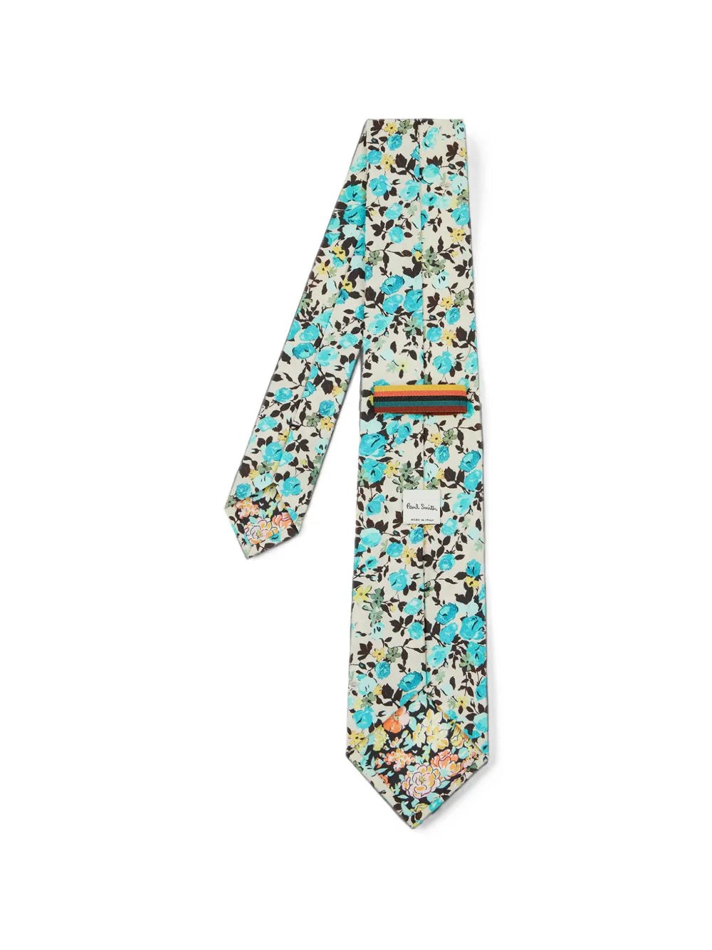 blue 'roses' print cotton tie