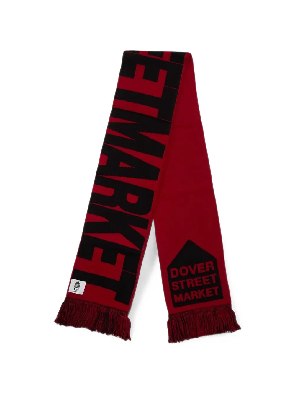 logo-intarsia fringed scarf