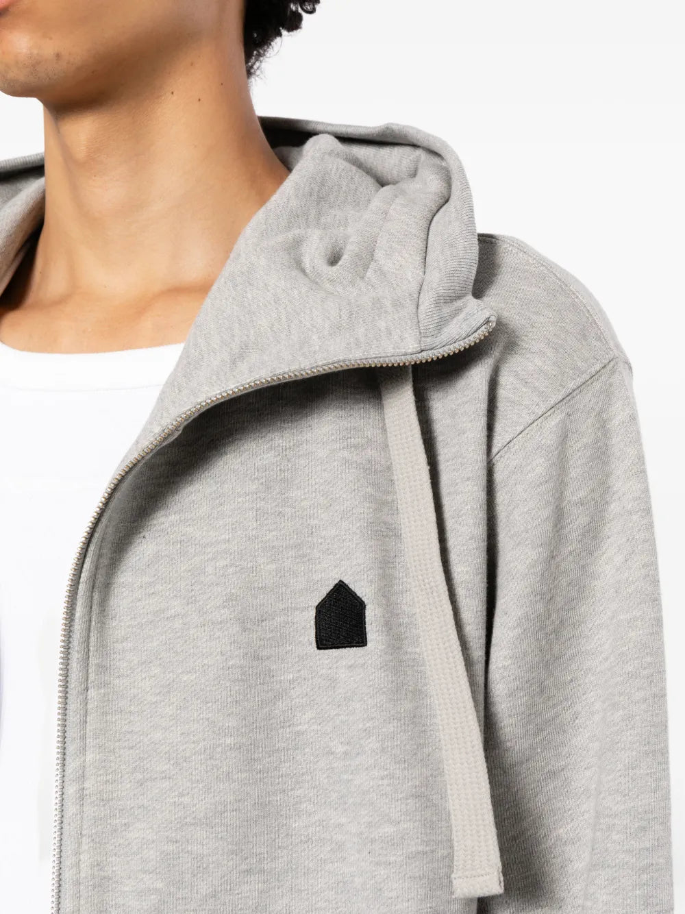 marl-effect drawstring hoodie