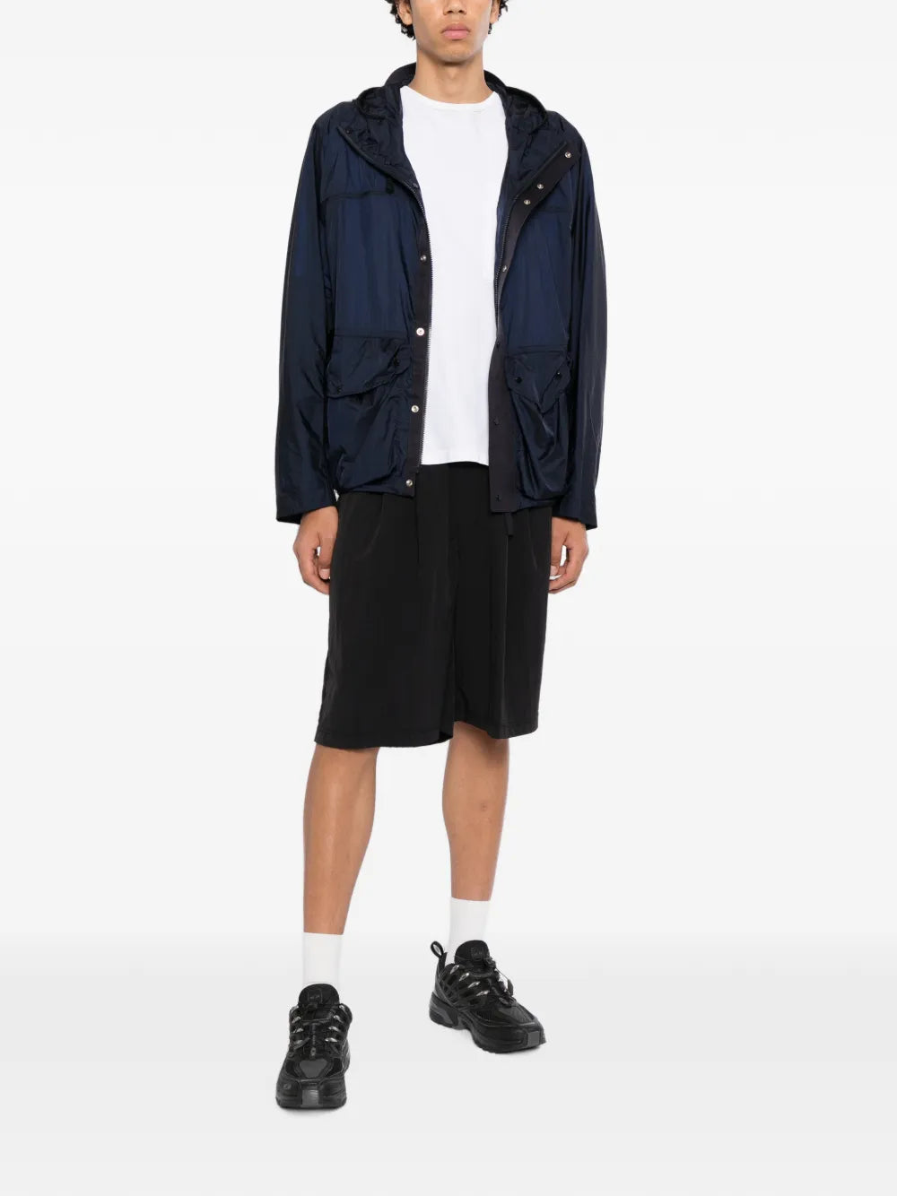 hooded press-stud jacket