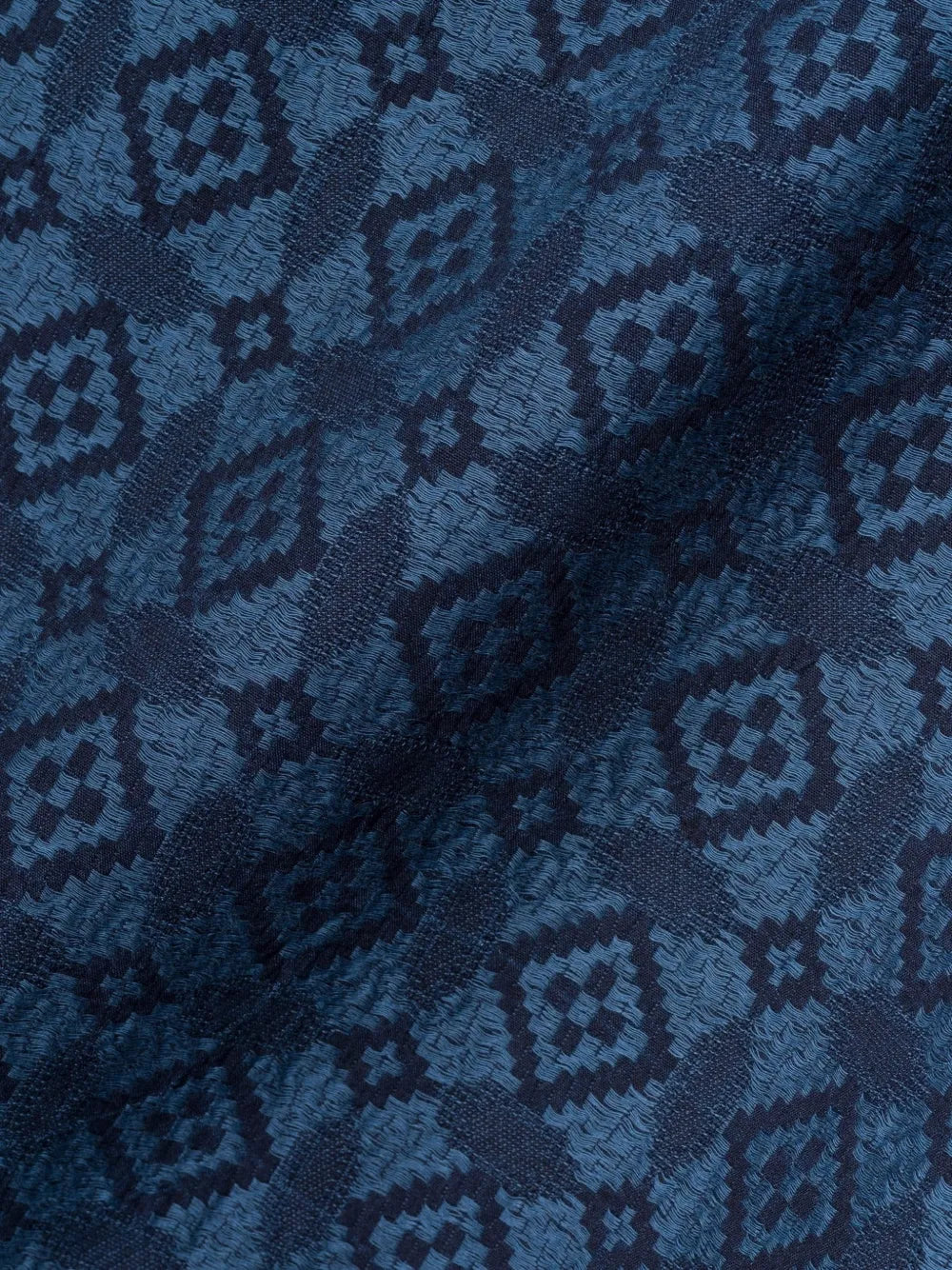 Komon Aizome geometric-pattern scarf