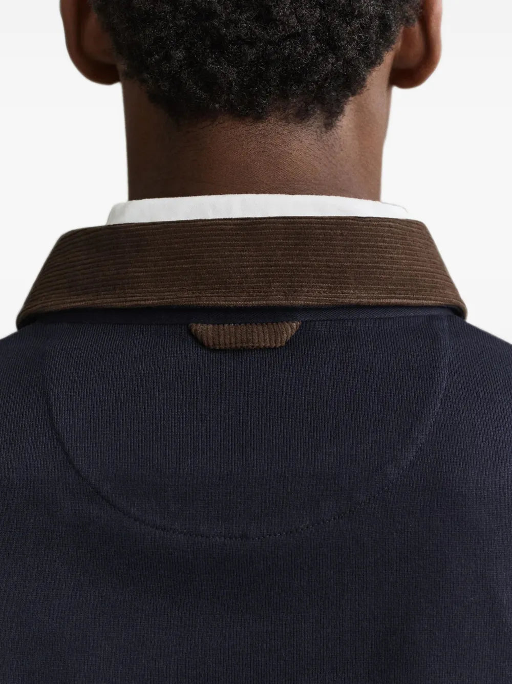 corduroy-collar long-sleeve polo shirt
