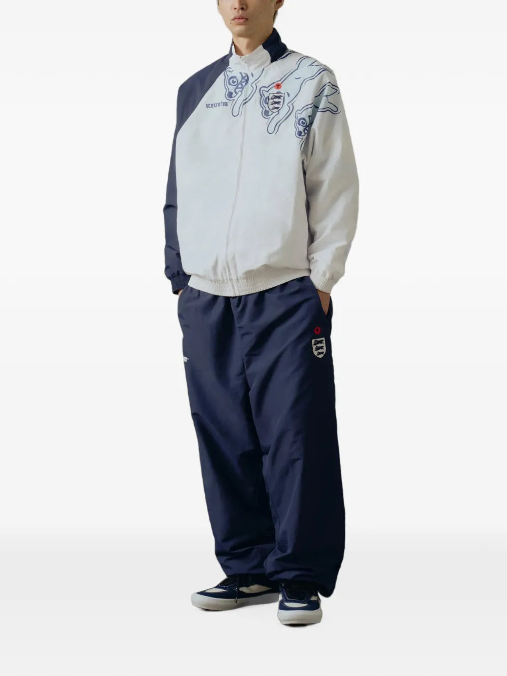 logo-print panelled jacket