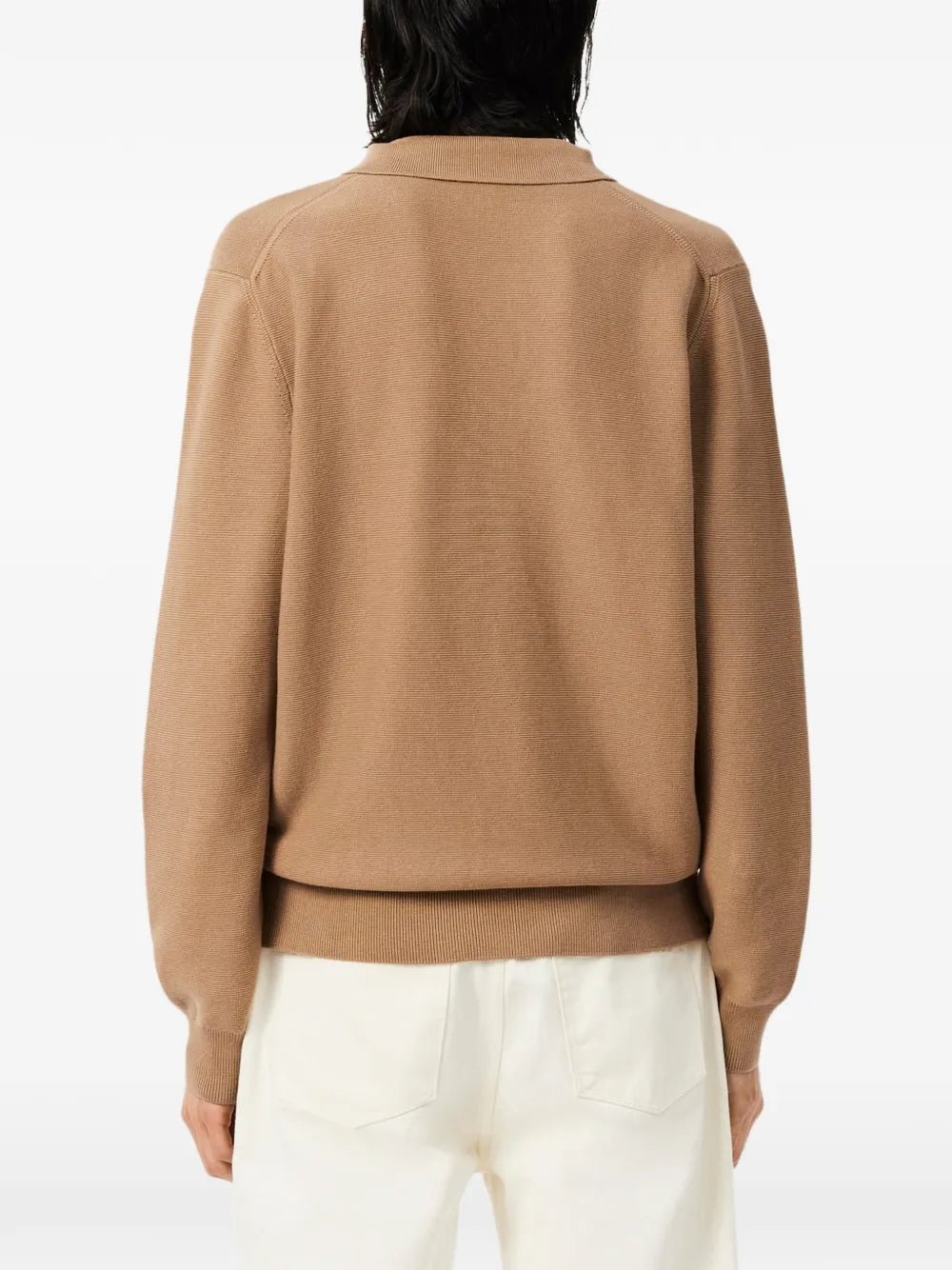 classic-fit long-sleeved knitted polo shirt