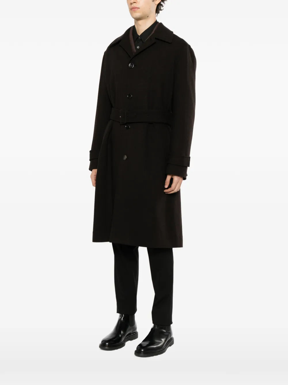herringbone belted coat