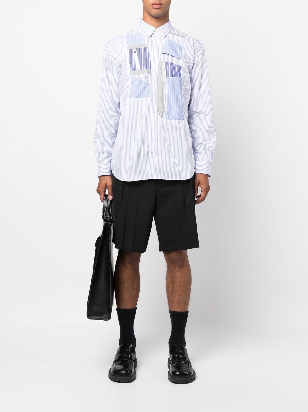 Patchwork-Panel Button-Up Shirt