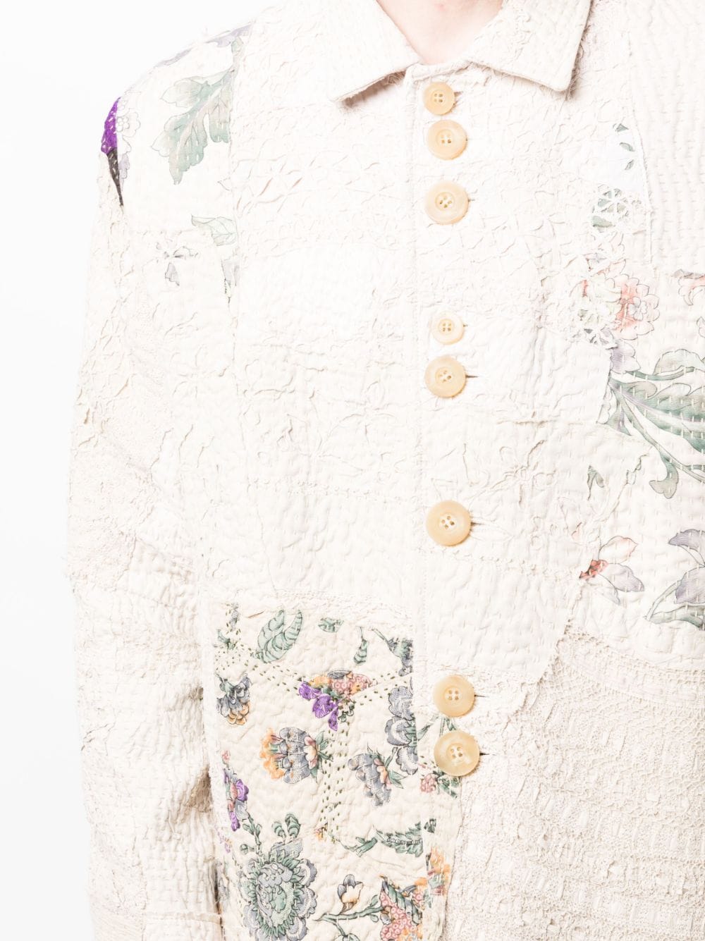 Embroidered-Patchwork Cotton Shirt Jacket
