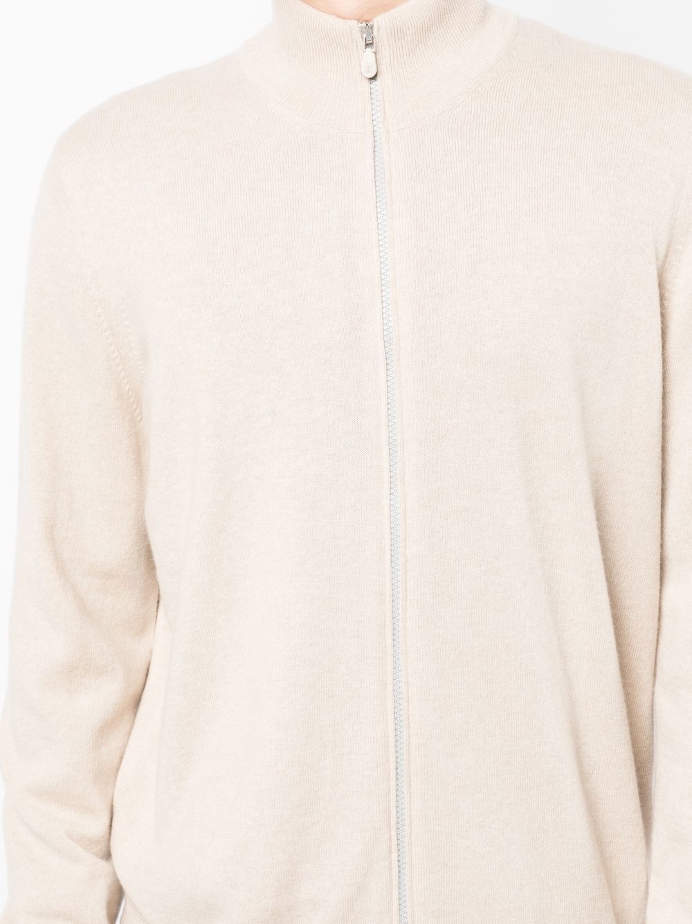 High-Neck Zip-Up Cashmere Cardigan