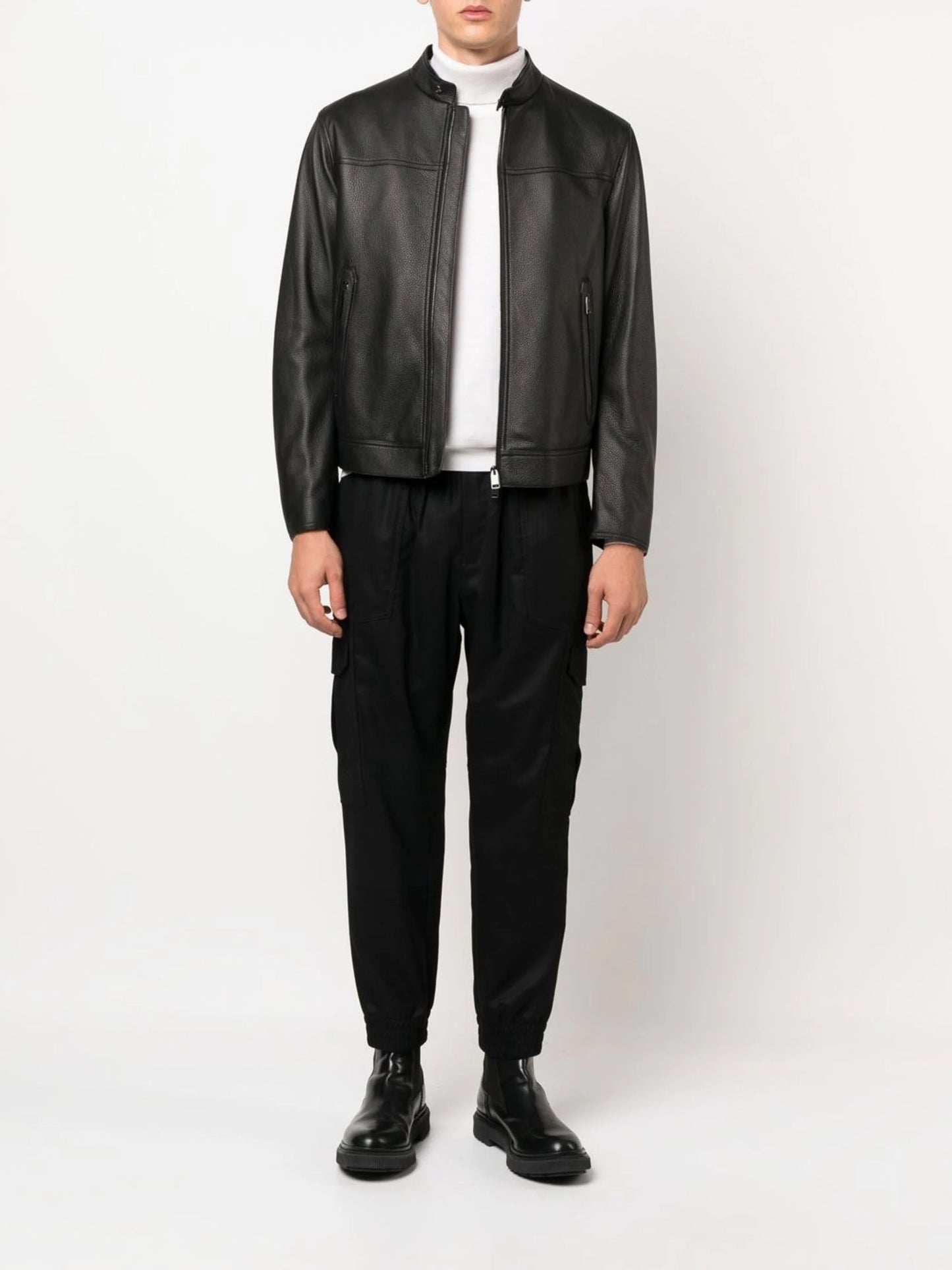 Zip-Front Leather Jacket