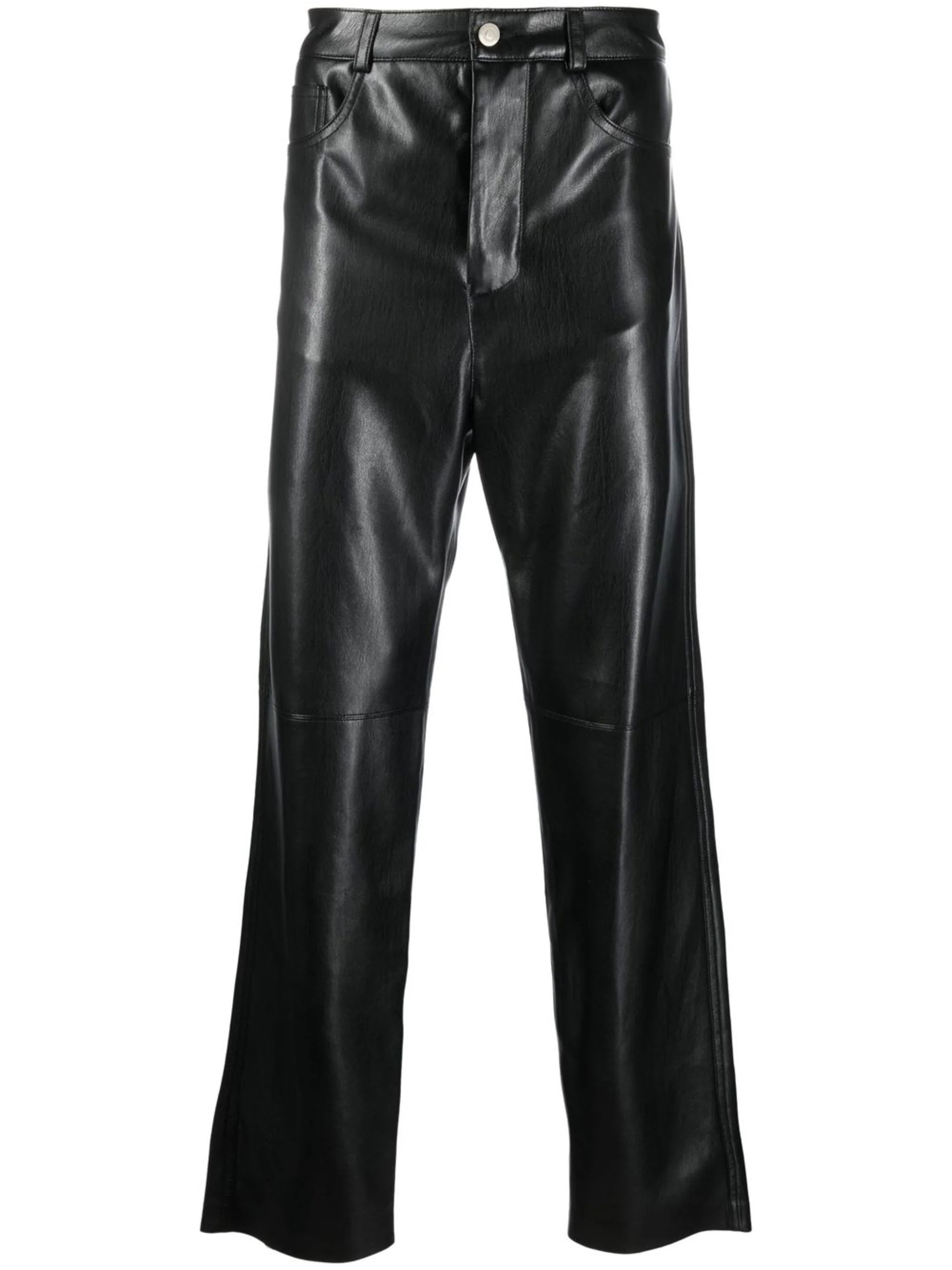 Faux-Leather Straight-Leg Trousers