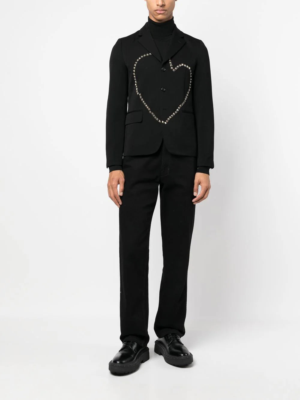 Heart Stud Embellished Wool Jacket