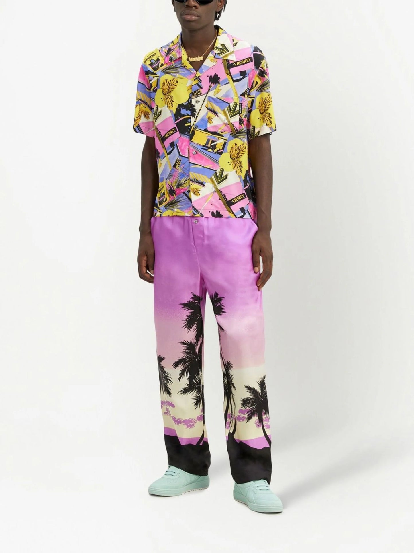 Sunset-Print Straight Trousers