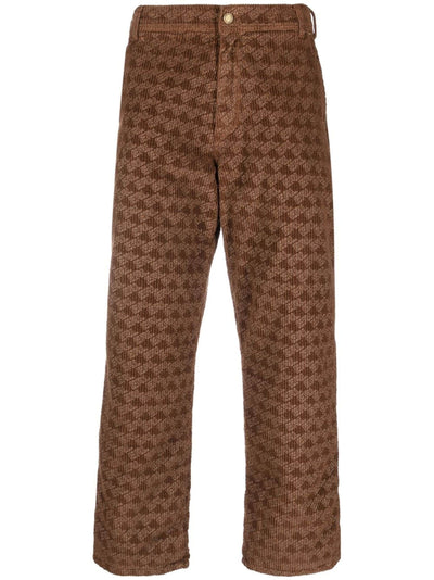 Graphic-Print Corduroy Trousers