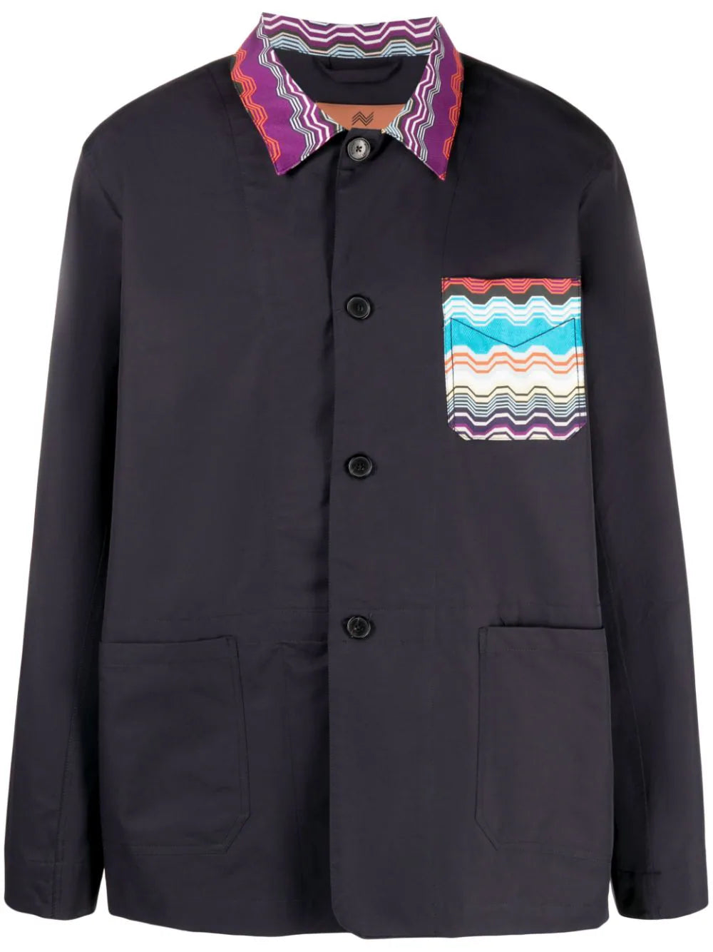 Patch-Pockets Button-Up Shirt Jacket