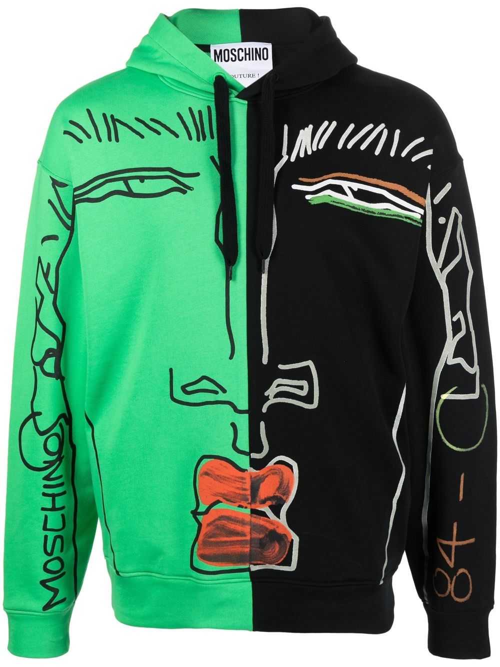 Illustration-Print Colour-Block Hoodie