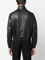 Stand-Collar Leather Jacket