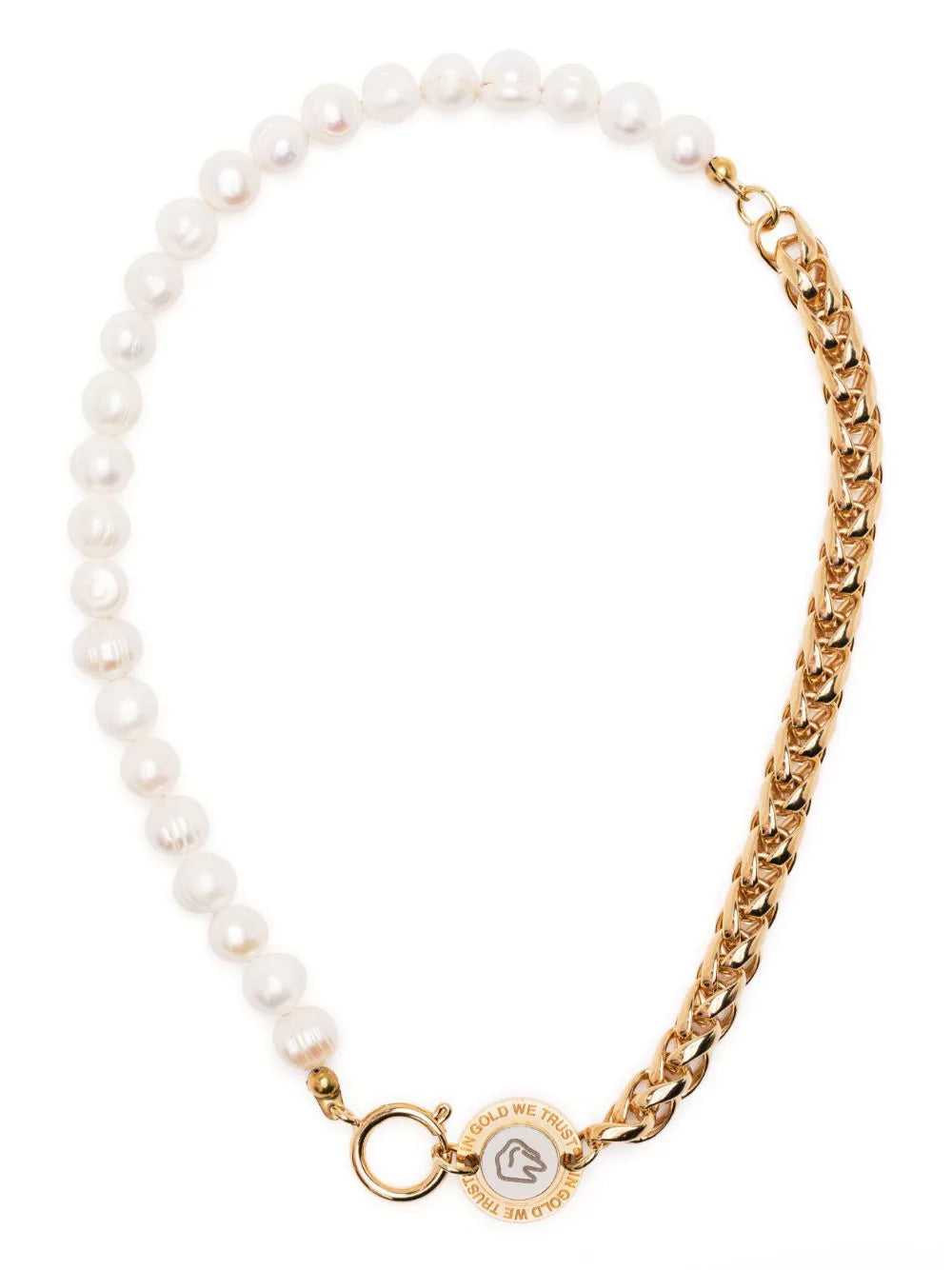 Chain-Link Pearl Necklace