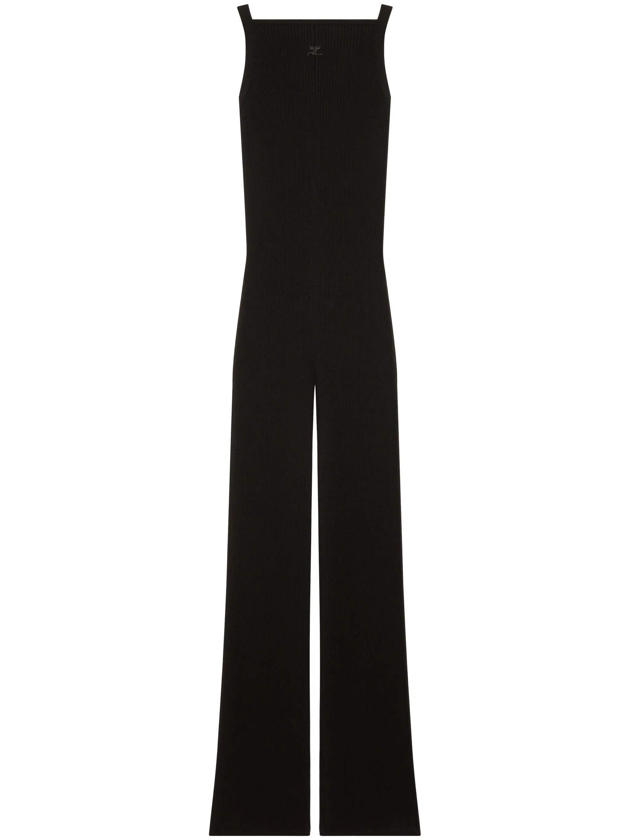 Ribbed Knit Flared Jumpsuit