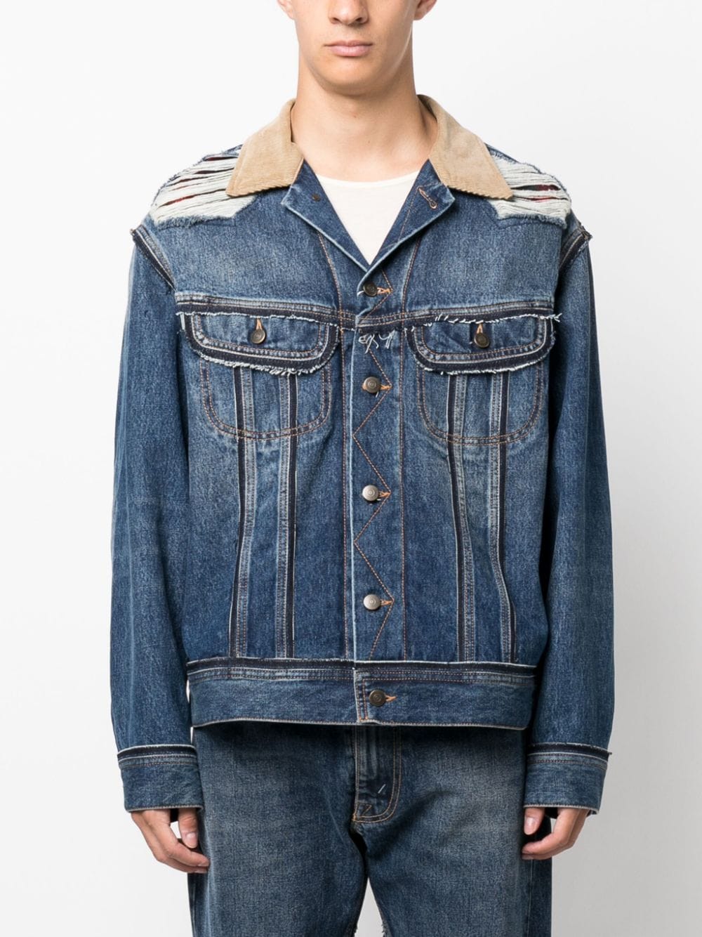 Ripped-Detailing Denim Jacket