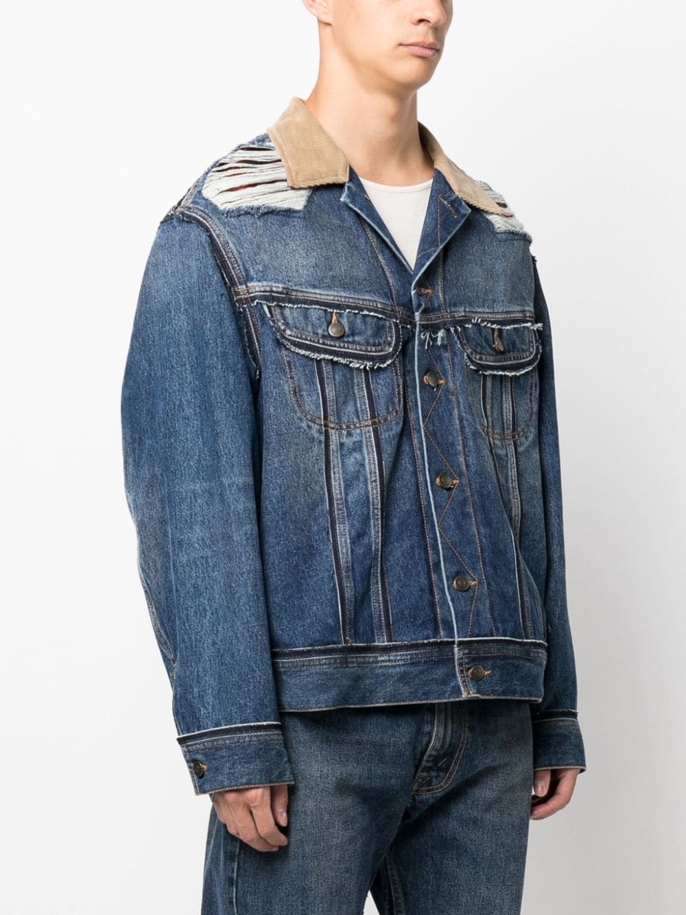 Ripped-Detailing Denim Jacket