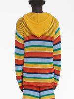 Crochet-Knit Striped Hoodie